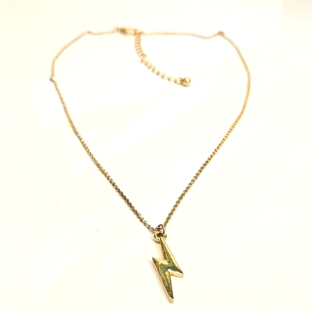 Gold Lightning Pendant Necklace